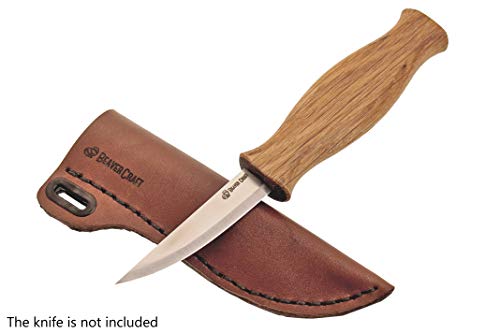 BeaverCraft Knife Leather Sheath SH1 6" x 2.4" Fixed Blade Knife Leather Sheath for Fixed Blade Knives Belt Fits up to 3.5" Blade Knives Genuine Brown Leather Case