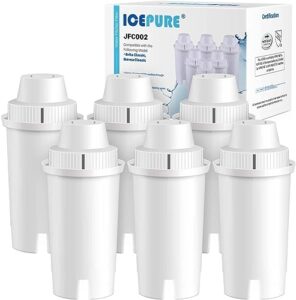 icepure pitcher water filter replacement for brita® standard water filter, brita® pitchers and dispensers,classic ob03, everyday, ultramax, metro+, xl, mavea® 107007 35557 and more nsf certified 6pack