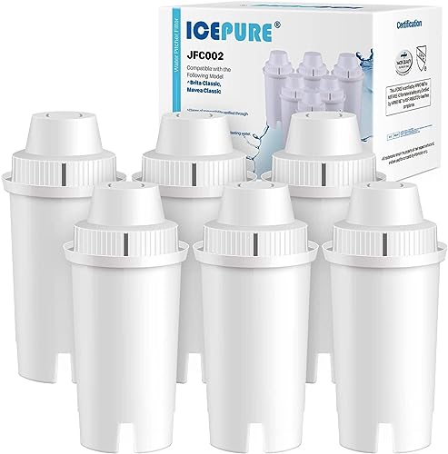 ICEPURE Pitcher Water Filter Replacement for Brita® Standard Water Filter, Brita® Pitchers and Dispensers,Classic OB03, Everyday, UltraMax, Metro+, XL, Mavea® 107007 35557 and More NSF Certified 6PACK