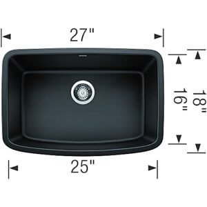 Valea 27 in. Single Bowl Kitchen Sink, Anthracite