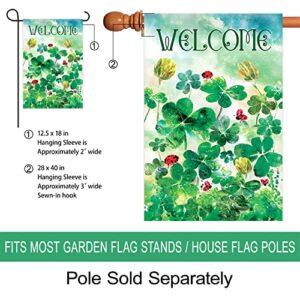 Morigins Welcome Clover Garden Decorative St.Patrick's Day Double Sided House Flag 28x40 inch