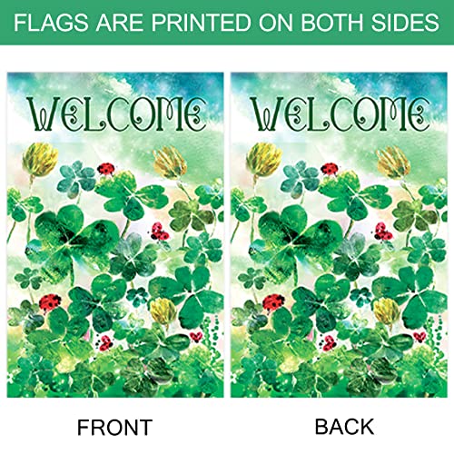 Morigins Welcome Clover Garden Decorative St.Patrick's Day Double Sided House Flag 28x40 inch