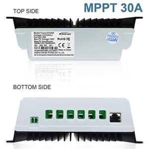 EPEVER MPPT Solar Charge Controller 30A 12V 24V Auto Tracer3210AN + Remote Meter MT50 + RTS Common Negative Ground Solar Panel Regulator for Lead-Acid Lithium Battery (30A + MT50+RTS)