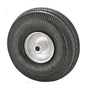 rocky mountain goods replacement tire 4.10/3.50-4” - tire for hand truck, cart, dolly, gorilla cart - 2.25” offset hub with pneumatic 5/8” ball bearing - sawtooth tread - 400 lb. load capacity