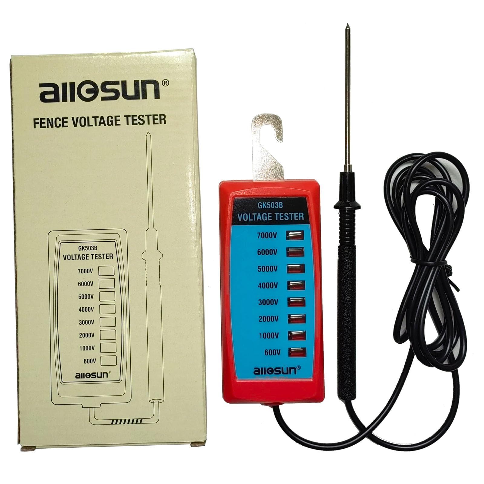 allsun Electric Fence Voltage Tester Fault Finder Farming Equipment Portable Testing Tool Neon Lights Max 600V - 7000 V