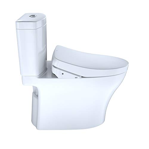 TOTO MW4463046CEMG#01 WASHLET+ Aquia IV Two-Piece Elongated Dual Flush 1.28 and 0.8 GPF Toilet with S500e Electric Bidet Seat, Cotton White