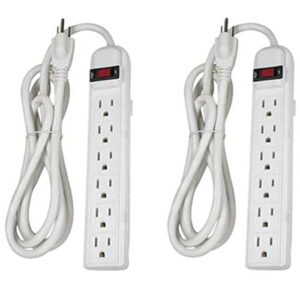 6 outlet surge protector with 6ft power cord - white - 2 pack