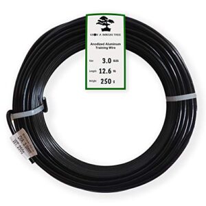 anodized aluminum 3.0mm bonsai training wire 250g large roll (40 feet) - choose your size and color (3.0mm, black)
