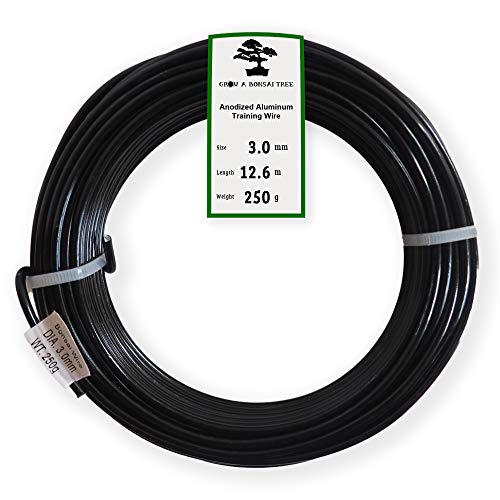 Anodized Aluminum 3.0mm Bonsai Training Wire 250g Large Roll (40 feet) - Choose Your Size and Color (3.0mm, Black)