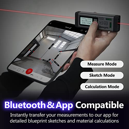 The First Bilateral Laser Measurement Tool - MAGPIE VH-80, 262ft/80m Dual Laser Distance Meter with Bluetooth App Connection, Laser Measure with 2 Bubble Levels for Fast, Precise Results