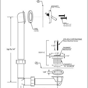 Westbrass 592244-62 White 1-1/2" Tubular Trip Lever Bath Waste Drain Kit, Matte Black