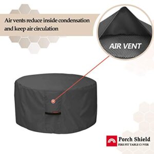 Porch Shield Fire Pit Cover - Waterproof 600D Heavy Duty Round Patio Fire Bowl Cover Black - 36 inch