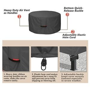 Porch Shield Fire Pit Cover - Waterproof 600D Heavy Duty Round Patio Fire Bowl Cover Black - 36 inch