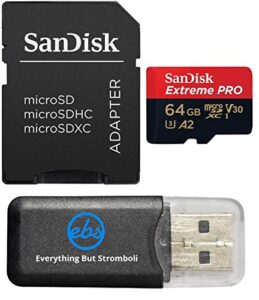 sandisk 64gb extreme pro 4k memory card works with samsung galaxy s9, s9+, s8, s8 plus, note 8, s7, s7 edge - uhs-1 v30 micro (sdsqxcg-064g-gn6ma) with everything but stromboli (tm) card reader
