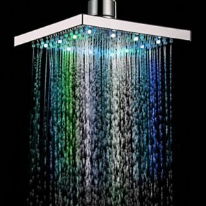 eoocvt 8 inch square 7 colors automatic changing led shower head bathroom showerheads sprinkler