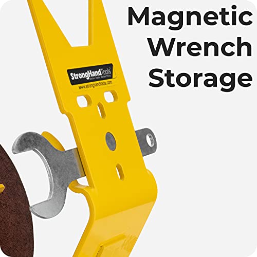 Strong Hand Tools MGH4510 Magnetic Power Grinder Rest, Mag Base Model, Wrench Storage, Spare Disc Holder, Cable Wrap Hook, Holds Up to 5" Grinders