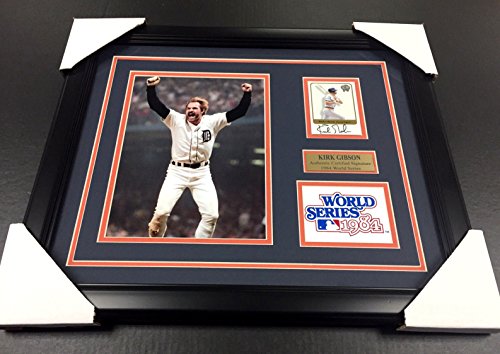 KIRK GIBSON DETROIT TIGERS Autographed Card 1984 WORLD SERIES 8x10 PHOTO FRAMED