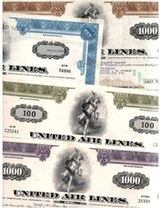 1965 american bank note co. 4 different united airlines bonds choice about uncirculated