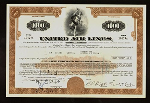 1965 American Bank Note Co. 4 DIFFERENT UNITED AIRLINES BONDS Choice About Uncirculated