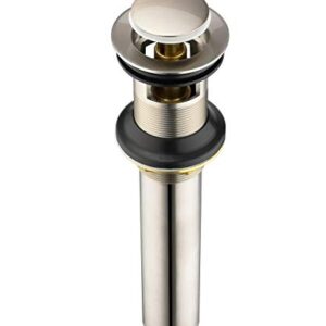 Purelux Bathroom Sink Drain Stopper Faucet Vanity Sink Pop Up Drain Assembly with Overflow, Brushed Nickel Finish