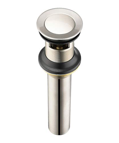 Purelux Bathroom Sink Drain Stopper Faucet Vanity Sink Pop Up Drain Assembly with Overflow, Brushed Nickel Finish