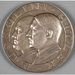 1938 DE THIRD REICH HITLER MUSSOLINI SUMMIT (FORMATION OF AXIS 1937-38) GEM BU! EXTRAORDINARY! 35mm Germ Brilliant Uncirculated