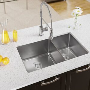 MR Direct 3160L-14 Stainless Steel Undermount 31-1/8 in. Double Bowl Kitchen Sink, 31" 60/40