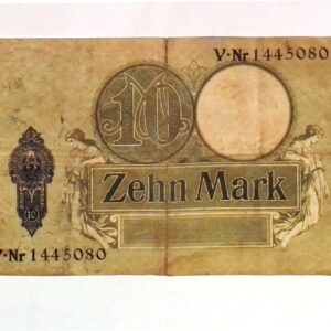 1906 German Empire Authentic 10 Mark Banknote