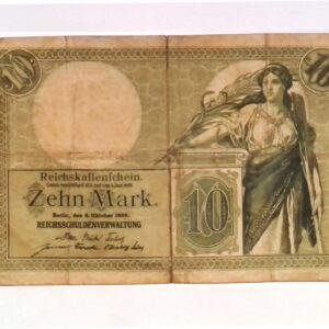 1906 German Empire Authentic 10 Mark Banknote