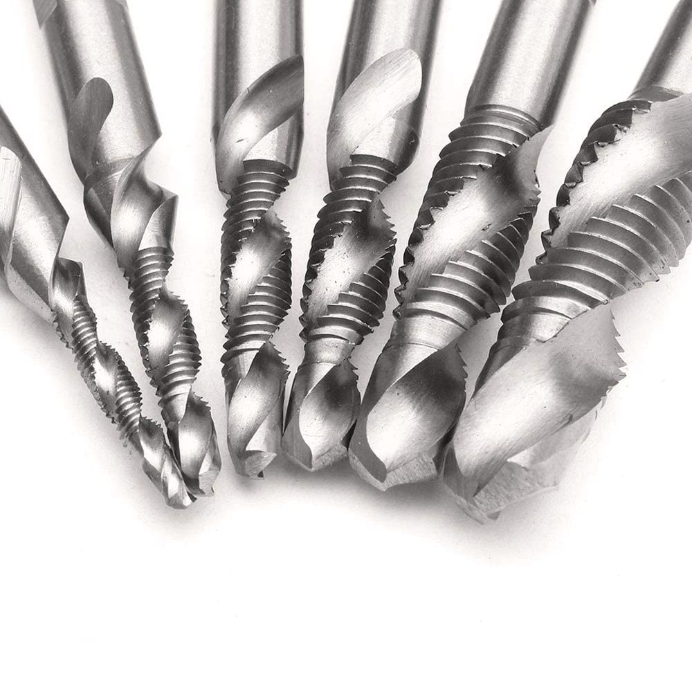 Eyech 6Pcs HSS Combination Drill and Tap Bit Set 1/4 Inch Hex Shank Tap Drill Bit Drill Screw Tap Bit Set Tapping Bit Tool | Imperial