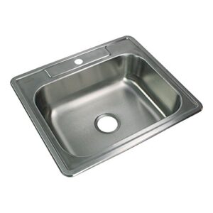 transolid stsb25226-1 select 1-hole drop-in single bowl gauge stainless steel kitchen sink, 25-in x 22-in x 6-in, brushed finish