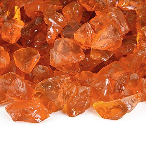 Tangerine - Crushed Fire Glass for Indoor and Outdoor Fire Pits or Fireplaces | 10 Pounds | 1/2 Inch - 3/4 Inch