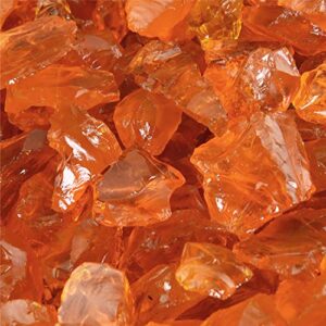 Tangerine - Crushed Fire Glass for Indoor and Outdoor Fire Pits or Fireplaces | 10 Pounds | 1/2 Inch - 3/4 Inch