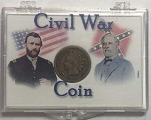 1863 p indian head civil war coin comes in a plastic holder penny cent good-very good