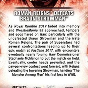 2018 Topps Road to WrestleMania #15 Roman Reigns Defeats Braun Strowman NM-MT