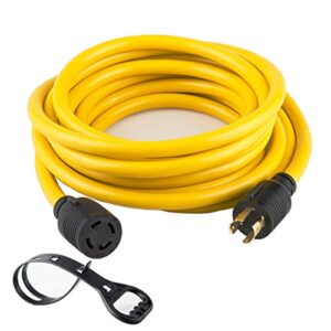 yodotek 40ft heavy duty generator locking power cord nema l14-30p/l14-30r,4 prong 10 gauge sjtw cable, 125/250v 30amp 7500 watts yellow generator lock extension cord with ul listed