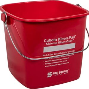 San Jamar KP196KCRD Kleen-Pail Commercial Cleaning Bucket, 6 Quart, Red