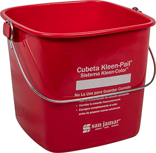 San Jamar KP196KCRD Kleen-Pail Commercial Cleaning Bucket, 6 Quart, Red