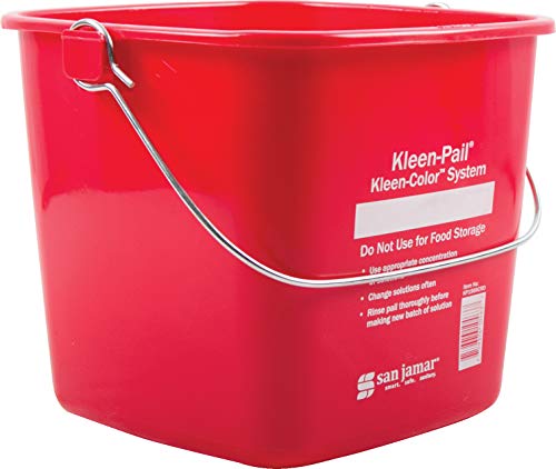 San Jamar KP196KCRD Kleen-Pail Commercial Cleaning Bucket, 6 Quart, Red