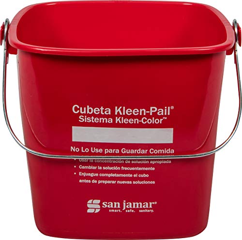 San Jamar KP196KCRD Kleen-Pail Commercial Cleaning Bucket, 6 Quart, Red