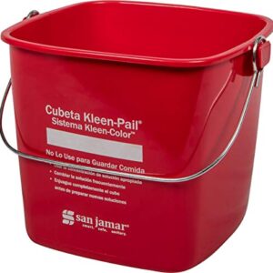 San Jamar KP196KCRD Kleen-Pail Commercial Cleaning Bucket, 6 Quart, Red