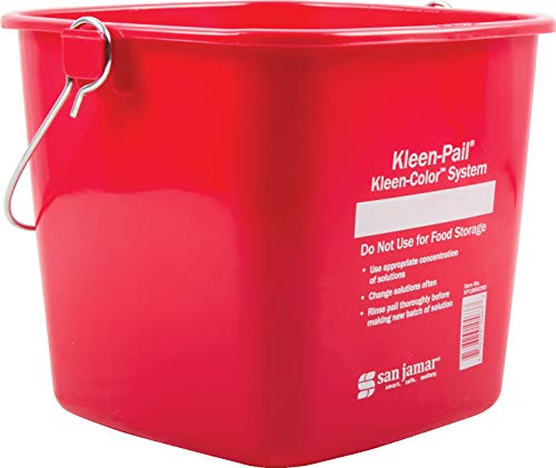 San Jamar KP196KCRD Kleen-Pail Commercial Cleaning Bucket, 6 Quart, Red