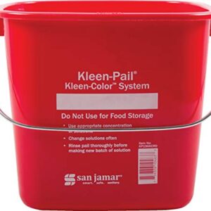 San Jamar KP196KCRD Kleen-Pail Commercial Cleaning Bucket, 6 Quart, Red