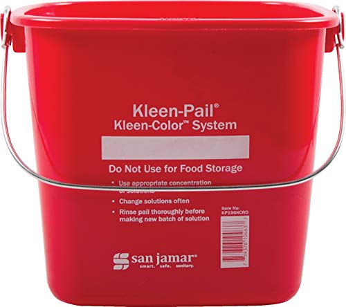 San Jamar KP196KCRD Kleen-Pail Commercial Cleaning Bucket, 6 Quart, Red