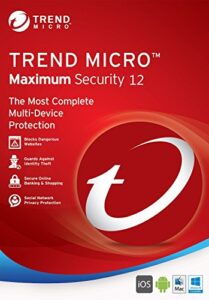 trend micro maximum security 12 (2019) 5 devices 1 year subscription | pc/mac | media download