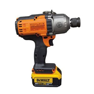 Klein Tools BAT20-7161 Cordless Impact Wrench, 500 ft-lb, Torque, 7/16-Inch Chuck, Variable Speed, Safety Lockout, DeWALT 20V Lithium-Ion Powered