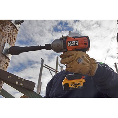 Klein Tools BAT20-7161 Cordless Impact Wrench, 500 ft-lb, Torque, 7/16-Inch Chuck, Variable Speed, Safety Lockout, DeWALT 20V Lithium-Ion Powered