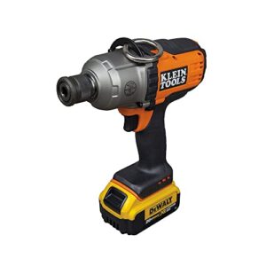 Klein Tools BAT20-7161 Cordless Impact Wrench, 500 ft-lb, Torque, 7/16-Inch Chuck, Variable Speed, Safety Lockout, DeWALT 20V Lithium-Ion Powered