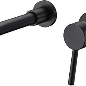 Wall Mount Bathroom Faucets Matte Black, Rough-in Valve Included