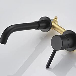 Wall Mount Bathroom Faucets Matte Black, Rough-in Valve Included